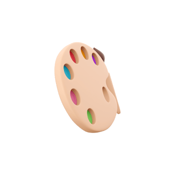 3d rendering art pastel color palette with paint brush tool for painting. 3D render pastel color palette, brush icon. png