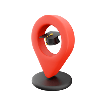 3D rendering Map pointer with education cap. 3D rendering isolated on white background. 3D rendering map pointer with education hat symbol. png