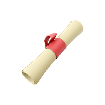 3D rendering Diploma, close sheet with red ribbon isolated on white background. 3d render Graduate degree icon png