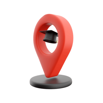 3D rendering Map pointer with education cap. 3D rendering isolated on white background. 3D rendering map pointer with education hat symbol. png