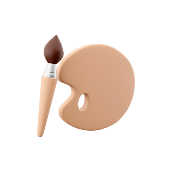 3d rendering art pastel color palette with paint brush tool for painting. 3D render pastel color palette, brush icon. png