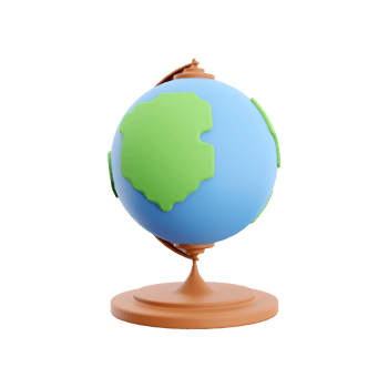 3d rendering globe. Planet Earth model with world map on base isolated on white background. 3D rendering globe icon png