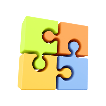 3D rendering jigsaw puzzle. Floor puzzle. Parts of puzzles. 3d object isolated on white background. 3D rendering Jigsaw icon png