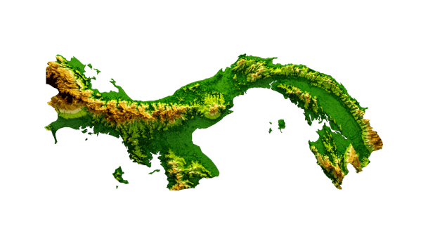 Panama Map Shaded relief Color Height map 3d illustration png
