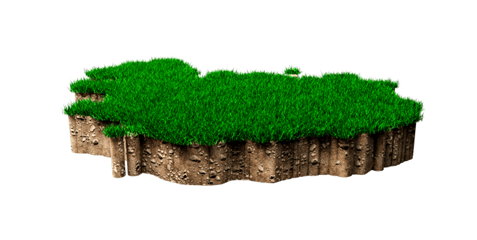 Iceland Map soil land geology cross section with green grass and Rock ground texture 3d illustration png