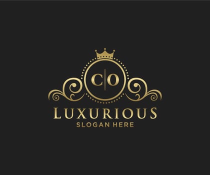 Initial CO Letter Royal Luxury Logo template in vector art for Restaurant, Royalty, Boutique, Cafe, Hotel, Heraldic, Jewelry, Fashion and other vector illustration.