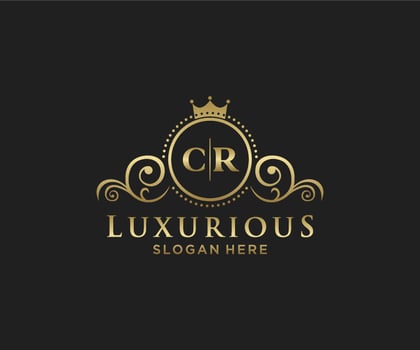 Initial CR Letter Royal Luxury Logo template in vector art for Restaurant, Royalty, Boutique, Cafe, Hotel, Heraldic, Jewelry, Fashion and other vector illustration.