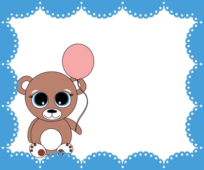 Birthday card, frame with empty space and children's toy bear, Teddy bear, cute baby vector