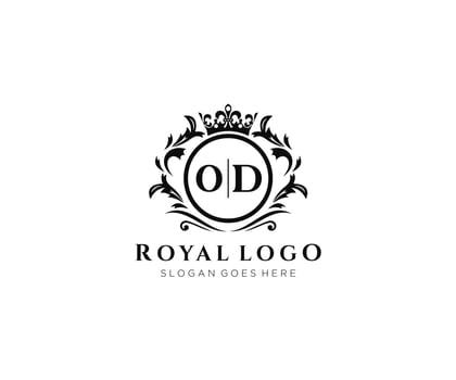 Initial OD Letter Luxurious Brand Logo Template, for Restaurant, Royalty, Boutique, Cafe, Hotel, Heraldic, Jewelry, Fashion and other vector illustration.