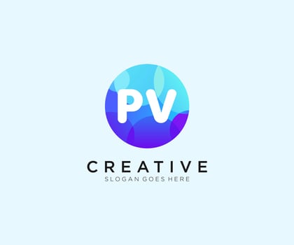 PV initial logo With Colorful Circle template vector. vector