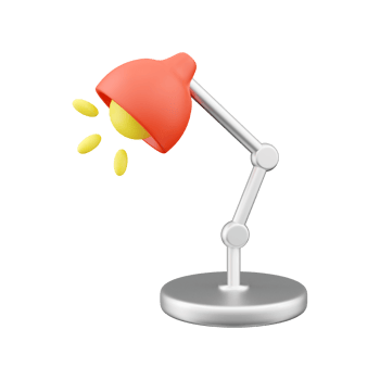 3d render Table lamp with light bulb 3d icon. Volumetric equipment on blue leg. Interior design for lighting workplace at home and in office. 3d render table lamp icon on white. png
