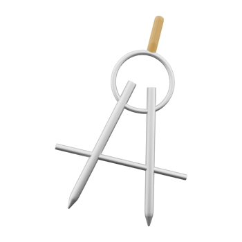 3d render drawing compass. 3d render geometery compass. 3d render drawing compass illustration on white background. png
