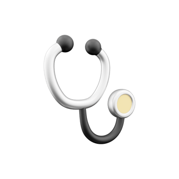 3d render stethoscope icon. 3d Rendering illustration of medical sign isolated on the white background. 3d render stethoscope illustration. png
