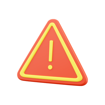 3D red warning sign icon illustration. 3d render attention icon. 3D render warning, attention red and yellow icon on white. png