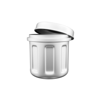 3d render rubbish bin on white background. 3d render rubbish bin. 3d rendering steel rubbish bin illustration. png