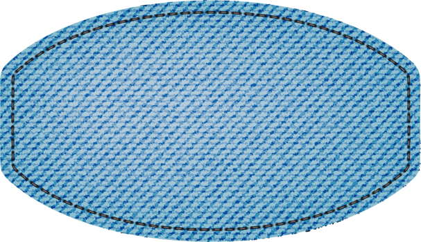 Blue denim patch with stitch, rivets and fringe. Light blue denim. Vintage patch png