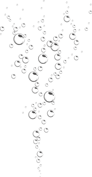 Bubbles of fizzy drink, air or soap. Vertical streams of water. Outline illustration png