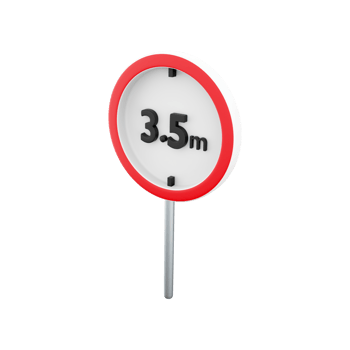 3D render Traffic sign allowed up to 3.5 meters high icon. 3D render icon Traffic sign allowed up to 3.5 meters high on white background. png