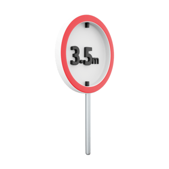 3D render Traffic sign allowed up to 3.5 meters high icon. 3D render icon Traffic sign allowed up to 3.5 meters high on white background. png