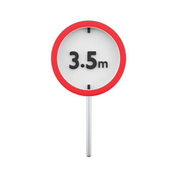 3D render Traffic sign allowed up to 3.5 meters high icon. 3D render icon Traffic sign allowed up to 3.5 meters high on white background. png