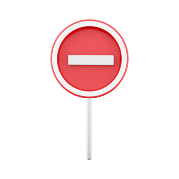 Raster version 3d rendering. Illustration of Prohibited Red Circle Sign. 3D render icon animation No input for vehicle movement. png