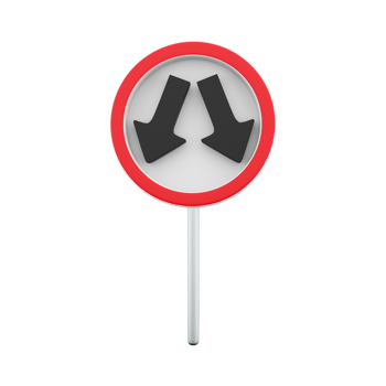 3D render icon two-way road sign. 3D render icon two-way road sign on a white background. png