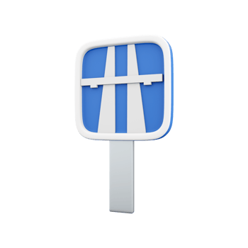 3d render of freeway blue motorway sign on white background. 3d rendering motorway sign, cartoon icon. png