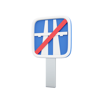 3d render end of motorway traffic sign. 3d of end of highway road sign. 3d rendering freeway finish symbol, cartoon icon. png