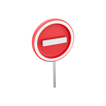 Raster version 3d rendering. Illustration of Prohibited Red Circle Sign. 3D render icon animation No input for vehicle movement. png