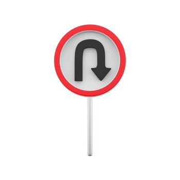 3d render Prohibition Sign U-turn. 3d rendering Prohibition Sign U-turn cartoon icon. png