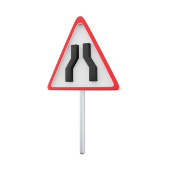 3D rendering of a road sign extending both sides. 3d rendering cartoon of road sign extending both side, icon. png
