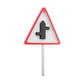 3d render Staggered junction sign icon. 3d render Staggered junction sign cartoon icon. png