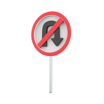 3d render Label No U-turn. 3d rendering Sticker No U-turn cartoon icon. png