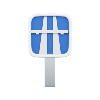 3d render of freeway blue motorway sign on white background. 3d rendering motorway sign, cartoon icon. png