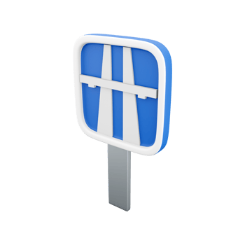 3d render of freeway blue motorway sign on white background. 3d rendering motorway sign, cartoon icon. png