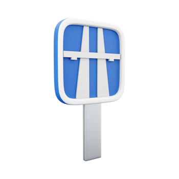 3d render of freeway blue motorway sign on white background. 3d rendering motorway sign, cartoon icon. png