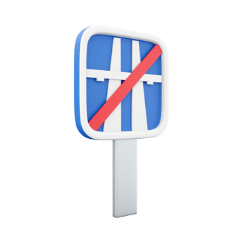 3d render end of motorway traffic sign. 3d of end of highway road sign. 3d rendering freeway finish symbol, cartoon icon. png