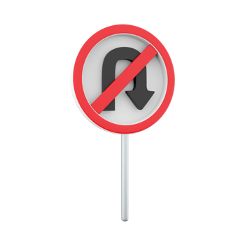 3d render Label No U-turn. 3d rendering Sticker No U-turn cartoon icon. png