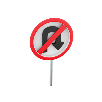 3d render Label No U-turn. 3d rendering Sticker No U-turn cartoon icon. png