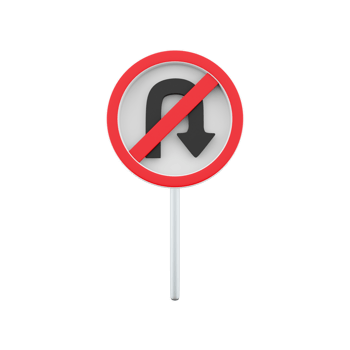 3d render Label No U-turn. 3d rendering Sticker No U-turn cartoon icon. png