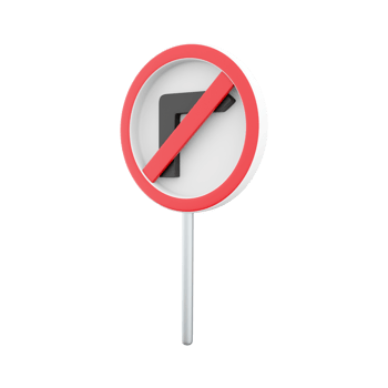 3d rendering Road sign icon, Road rules icon, No right turn. 3D rendering No right turn symbol cartoon icon. png