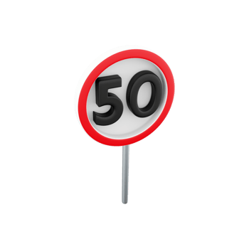 3d render Road sign in speed limit at 50 km h. 3d rendering speed limit at 50 km speed limit at 50 km cartoon icon. png