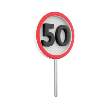 3d render Road sign in speed limit at 50 km h. 3d rendering speed limit at 50 km speed limit at 50 km cartoon icon. png