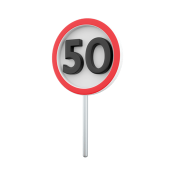 3d render Road sign in speed limit at 50 km h. 3d rendering speed limit at 50 km speed limit at 50 km cartoon icon. png