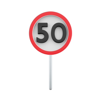 3d render Road sign in speed limit at 50 km h. 3d rendering speed limit at 50 km speed limit at 50 km cartoon icon. png