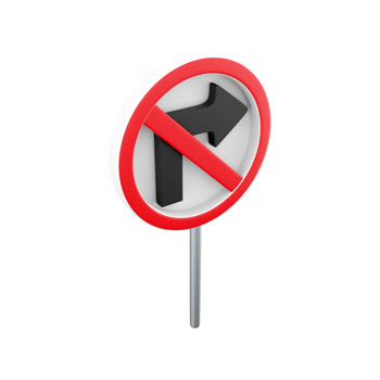 3d render No Right Turn Road Sign.3d rendering No Right Turn Road Sign cartoon icon. png