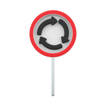 3d render Roundabout Circulation sign line icon. roundabout road. Roundabout sign flat icon. 3d rendering cartoon Circular motion road sign icon. png