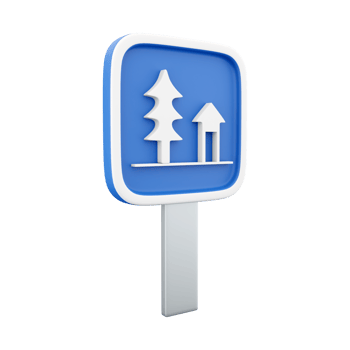 road sign - blue, white picnic table and tree, with path png
