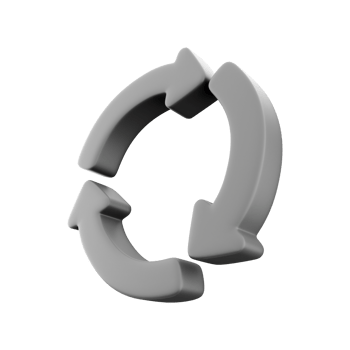 3D render arrows moving in dark circle. 3D render circle arrow icon on white background. png