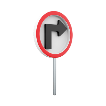3d render Turn Right Traffic Road Sign. 3d rendering Turn Right Traffic Road Sign, cartoon icon. png